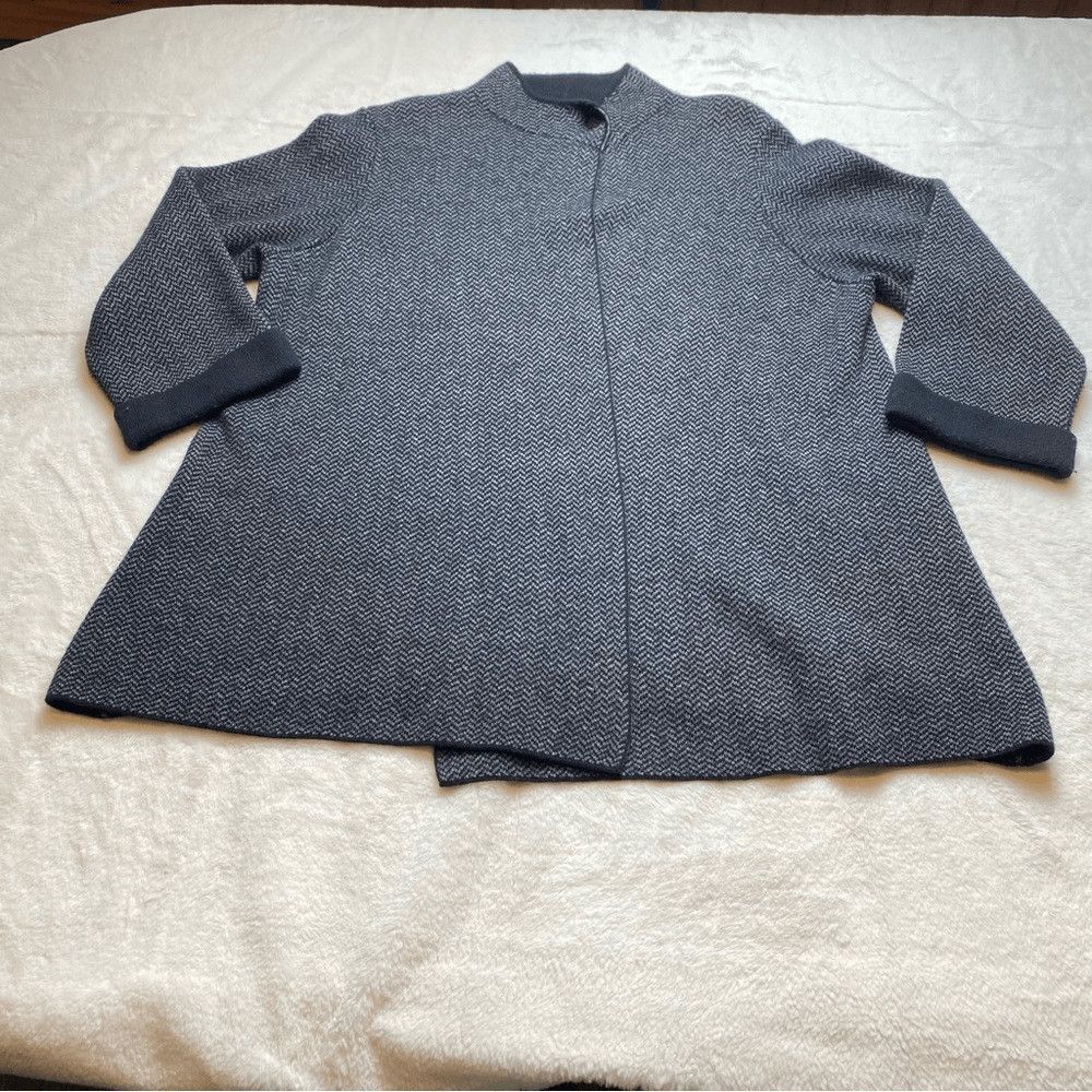 Benedetta B Made Italy Merino Wool Cashmere Cardigan Herringbone Sweater Coat